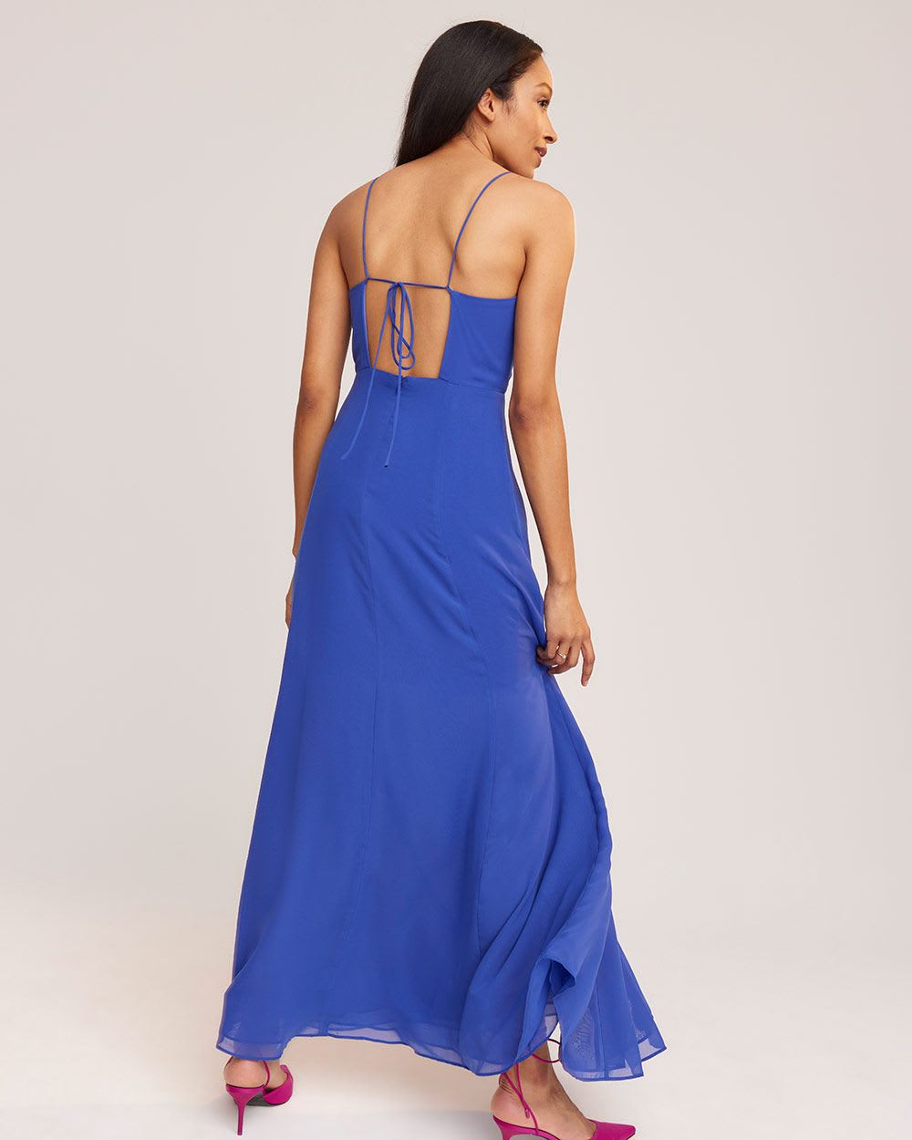 Chiffon Fit and Flare Halter Gown