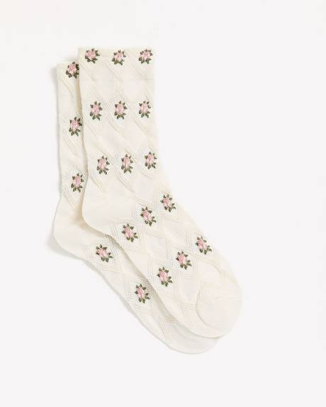 Crew Socks with Floral Pattern