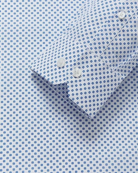 Chemise Habillée à Coupe Étroite à Mini Motif Géométrique Bleu