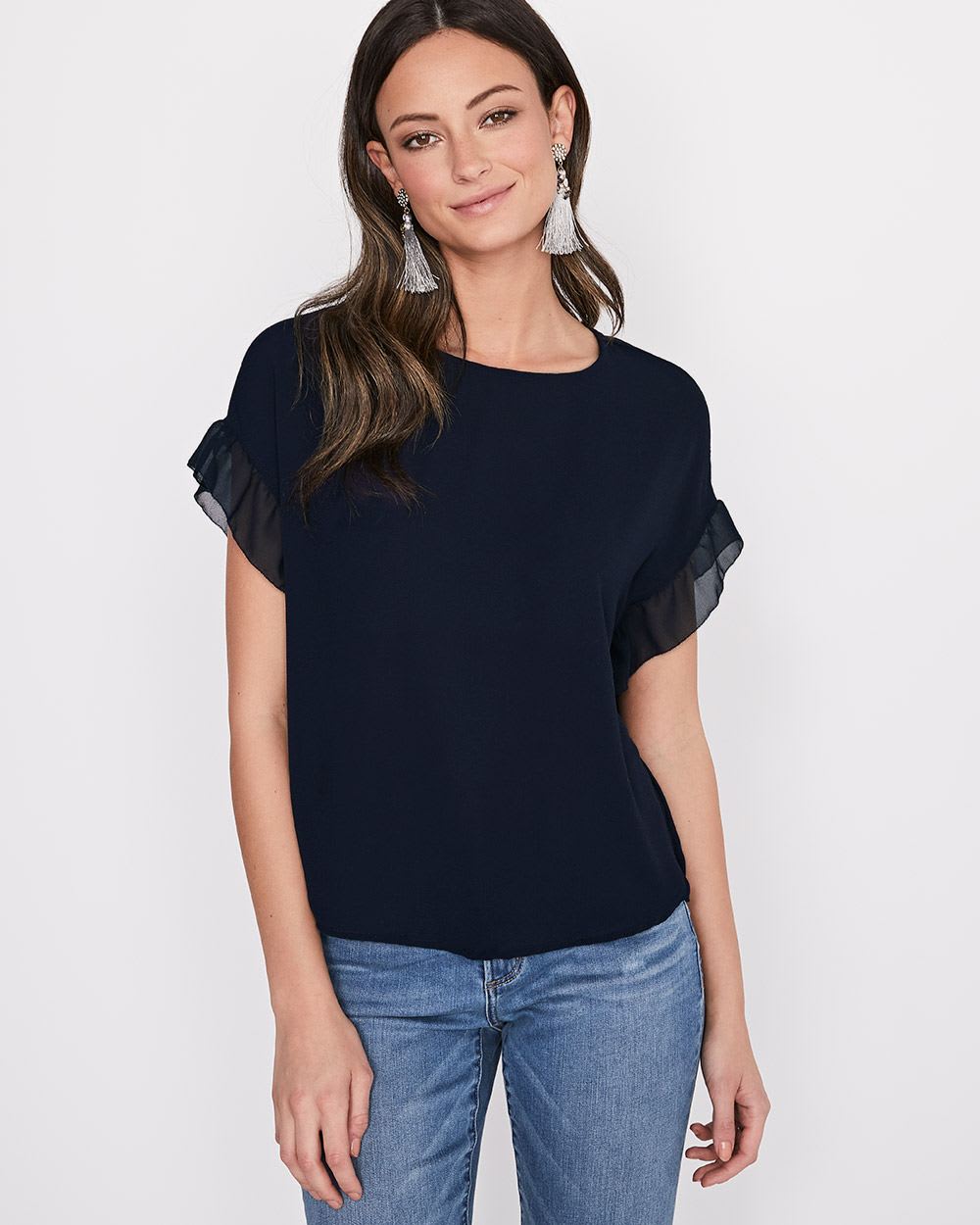 Popover blouse with ruffled sleeve RW&CO.