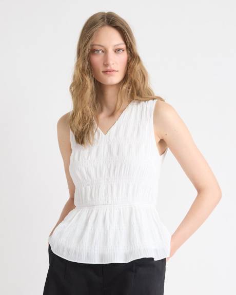 Blouse P&eacute;plum Sans Manches &agrave; Col V