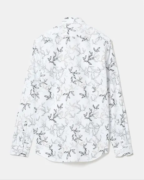 Tailored-Fit Dress Shirt with Foliage Print