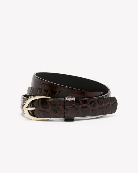 Ceinture en Cuir à Motif Peau de Crocodile
