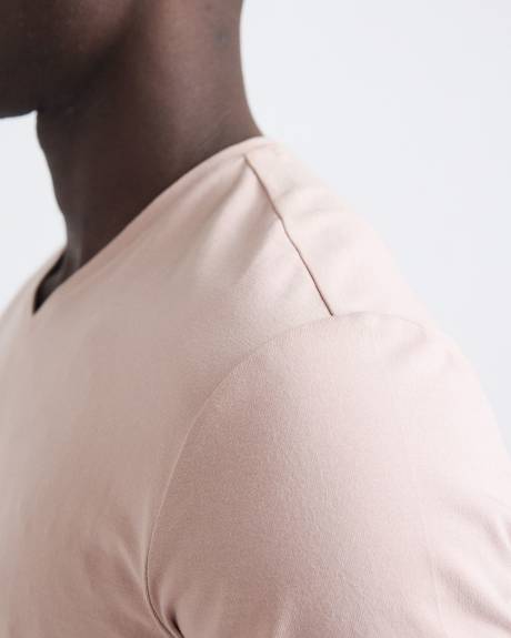 T-Shirt Uni à Col V en Coton Supima (R)