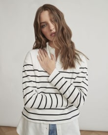 French Terry Half-Zip Mock-Neck Pullover Sweater