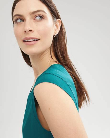 Cap Sleeve Solid Crepe Blouse