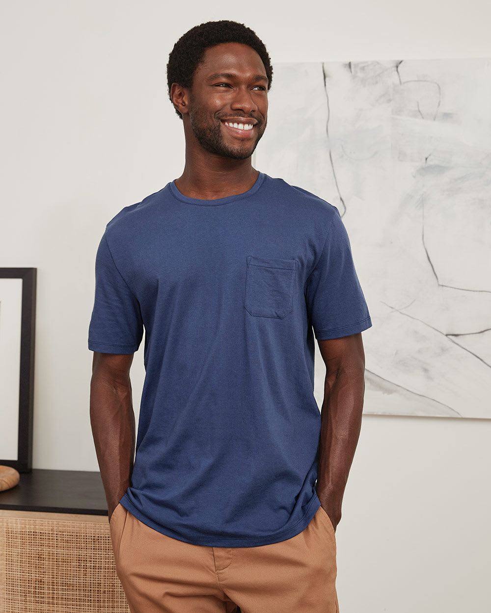 Crew-Neck Solid T-Shirt with Chest Pocket