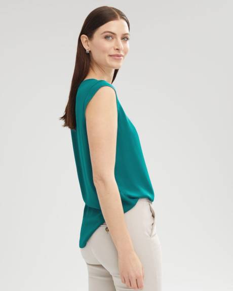 Cap Sleeve Solid Crepe Blouse