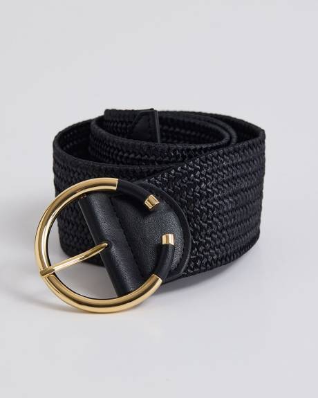 Braided Elastic Belt with Round Buckle