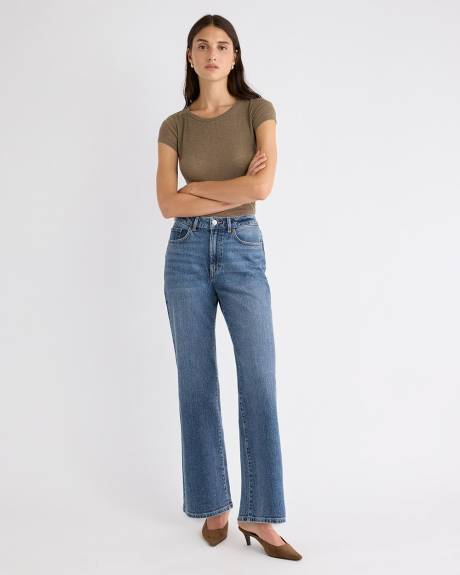 Haut en Mélange de Laine à Manches Courtes et Col Rond