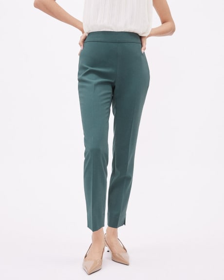 Pantalon Signature Vert Foncé à Jambe Étroite et Taille Mi-Haute