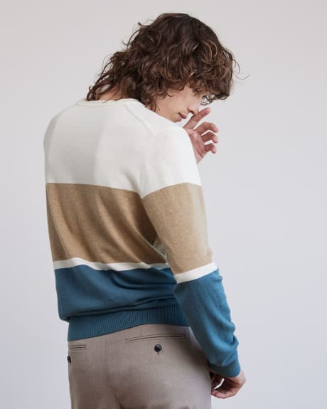 Crew-Neck Sweater with Colour Blocks
