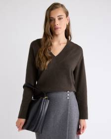 Long-Sleeve V-Neck Merino-Blend Sweater