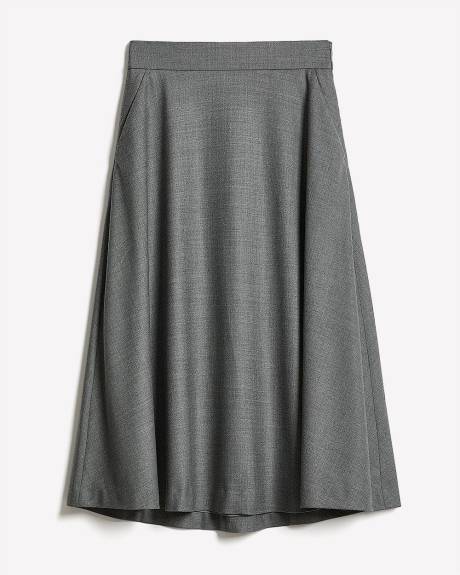 Wool-Blend High-Rise Flare Midi Skirt