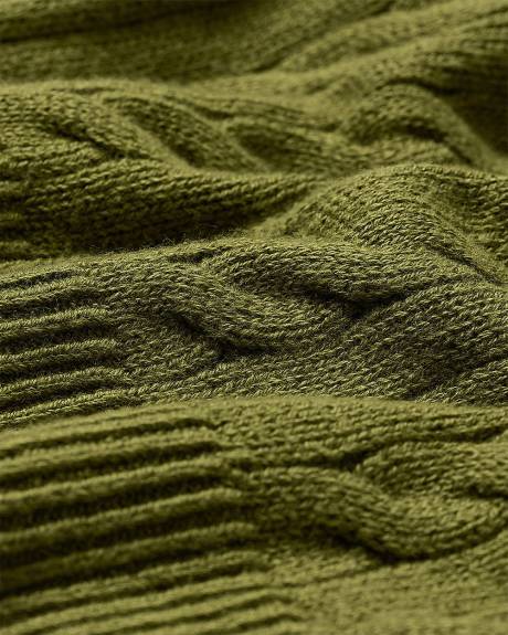 Pull Laine Mérinos à Manches Longues et Col V en Mailles Torsadées