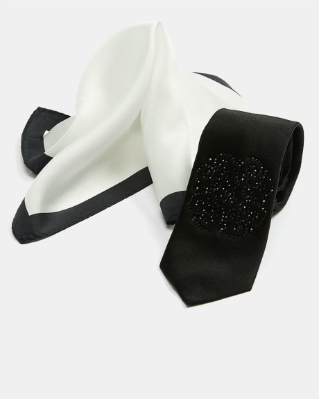 Black Diamond Tie and Handkerchief - Gift Set