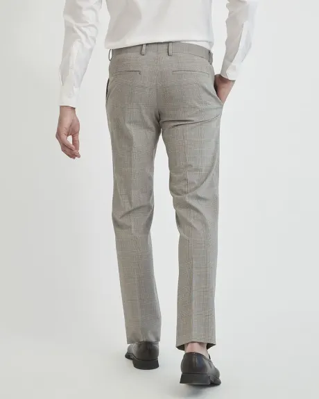 Tailored Fit Stretch Beige Checkered Suit Pant