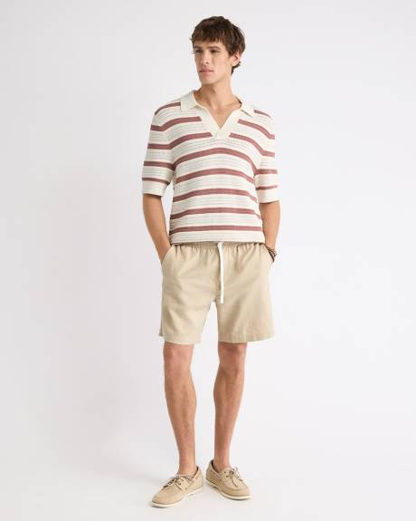 Short-Sleeve Johnny Sweater with Horizontal Stripes
