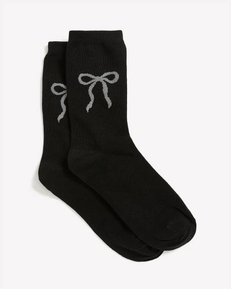 Cotton Socks with Metallic Bows