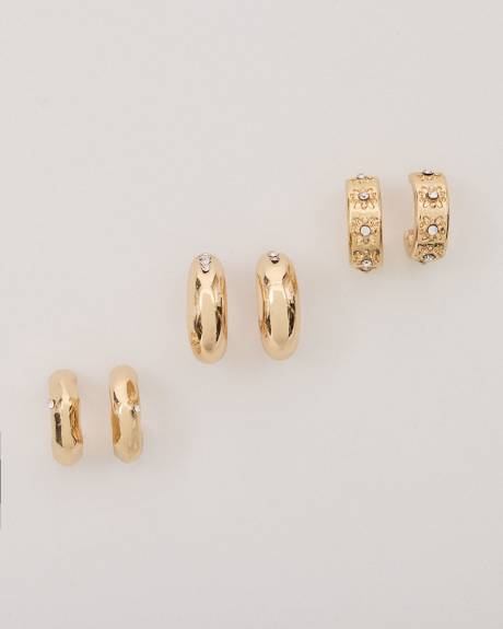 Small Golden Hoops - 3 Pairs