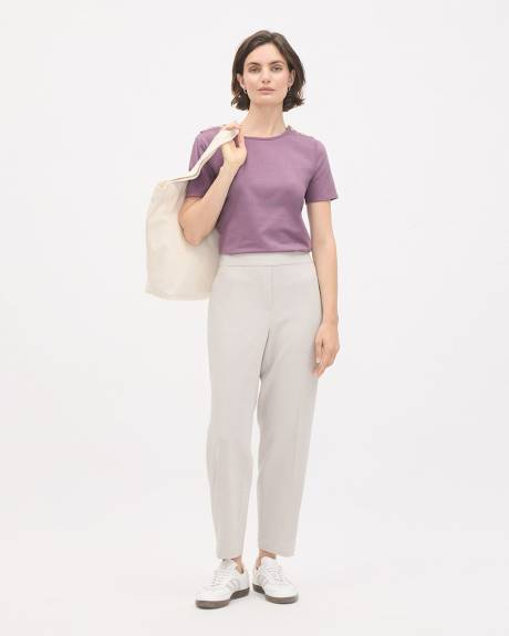 Haut &agrave; Manches Courtes et Col Rond avec Boutons &agrave; l'&Eacute;paule