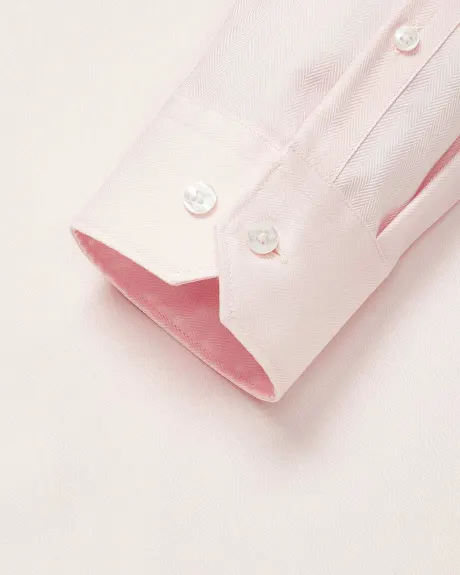Tailored Fit Pink Herringbone Dress Shirt