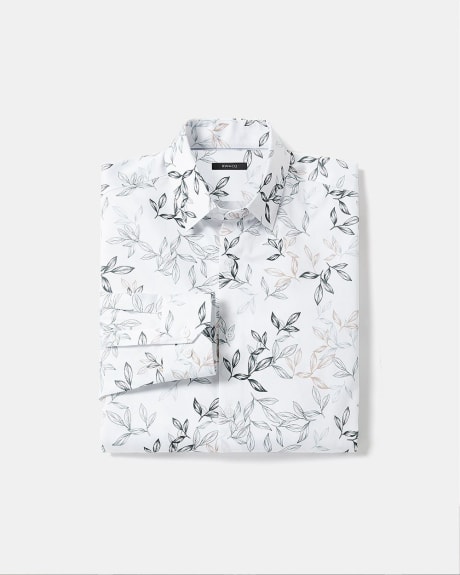 Tailored-Fit Dress Shirt with Foliage Print
