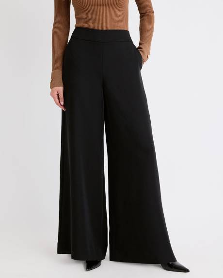 Pantalon Palazzo à Taille Haute en Satin