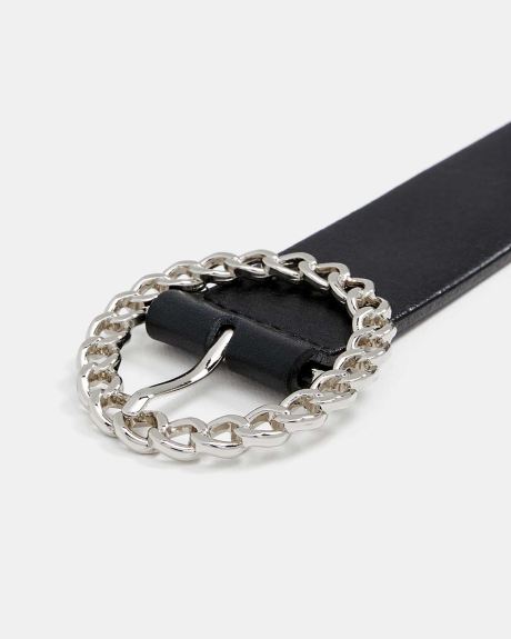 Metail Chain Buckle Leather Belt