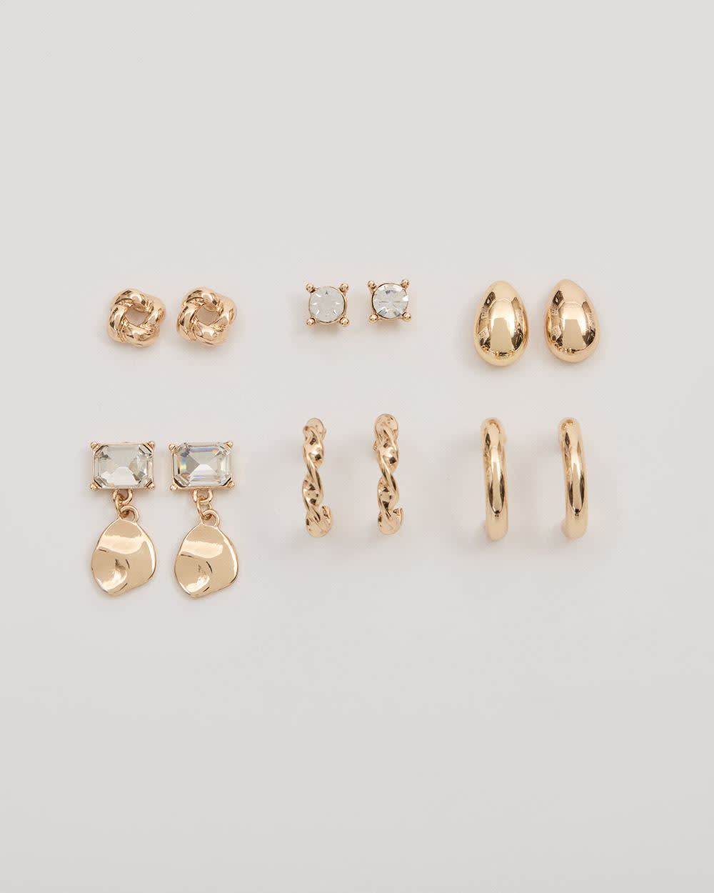 Hoops and Stud Earrings - 6 Pairs