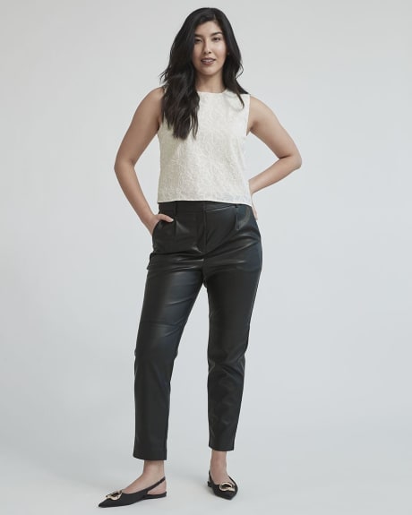 Faux Leather High-Waist Tapered Ankle Pant - 28''