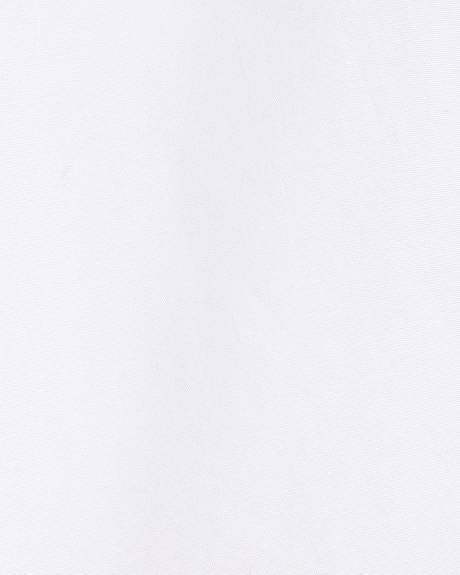 Blouse Blanche en Popeline à Manches Très Courtes et Col Chemisier