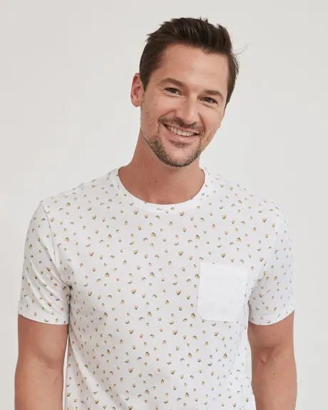 Printed Crew-Neck T-Shirt with Chest Pocket