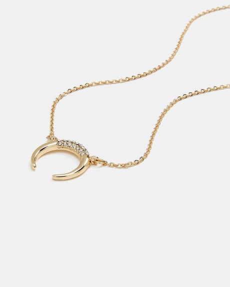 Gold Necklace with Small Crescent Pendant