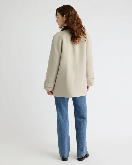 Manteau en Sergé à Col Chemisier en Velours Côtelé