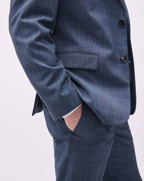 Slim-Fit Blue Checkered Suit Pant