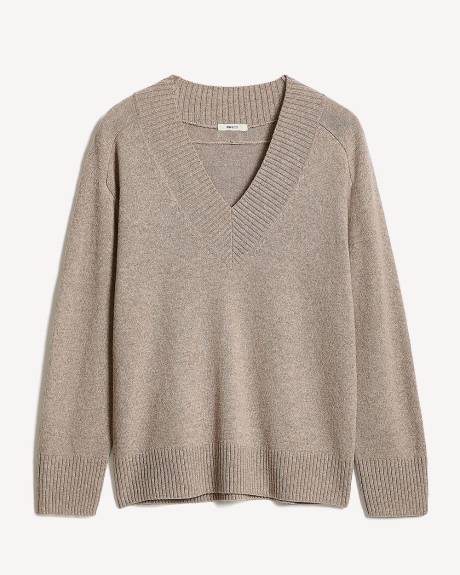 Pull Laine Mérinos à Manches Longues et Col V