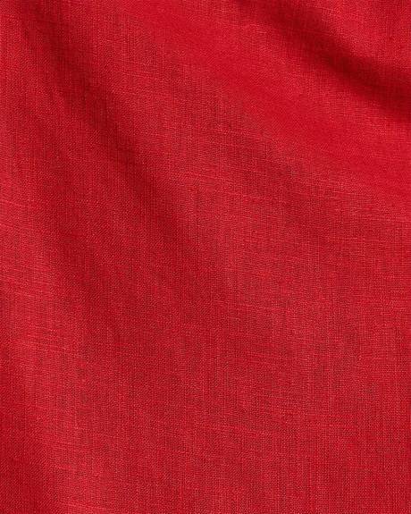 Linen-Blend Wrap Mini Skirt