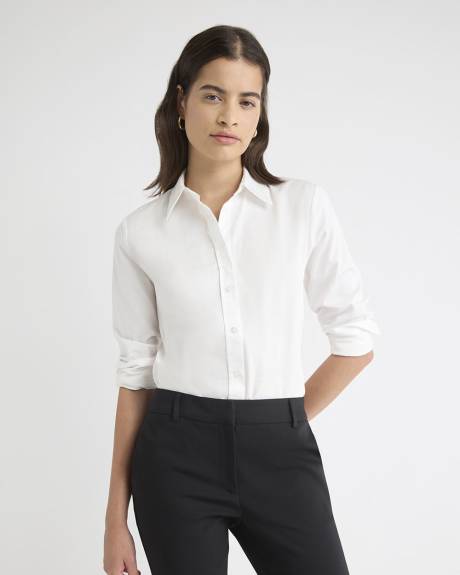 Blouse Boutonnée en Popeline à Manches Longues