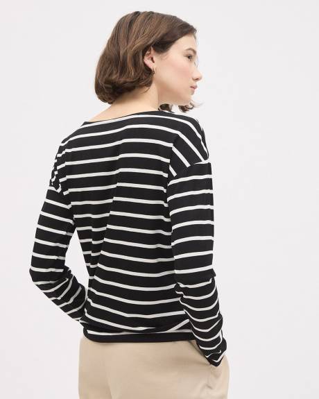 Long-Sleeve Boat-Neck Relaxed Tee