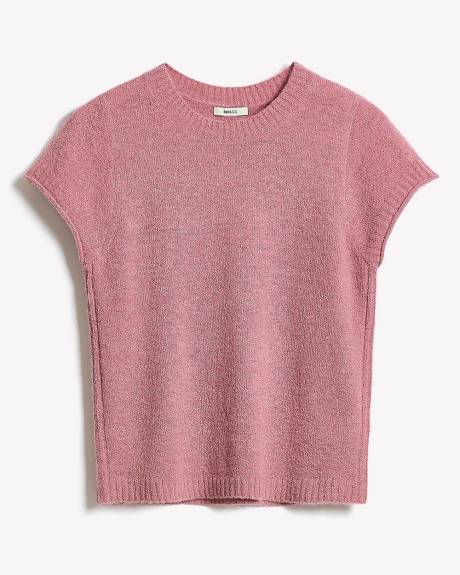 Wool-Blend Cap-Sleeve Crew-Neck Boxy Sweater