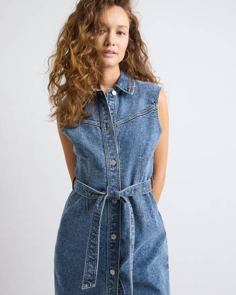 Robe Midi Sans Manches en Denim