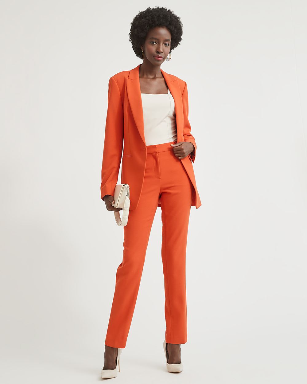 Pantalon Orange Brûlé à Taille Mi-Haute et à Jambe Étroite - 31,5 "
