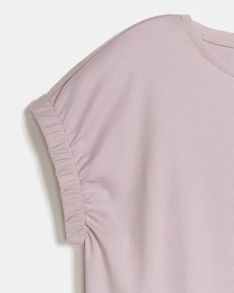 T-Shirt with Elastic Cuff Extended Shoulders
