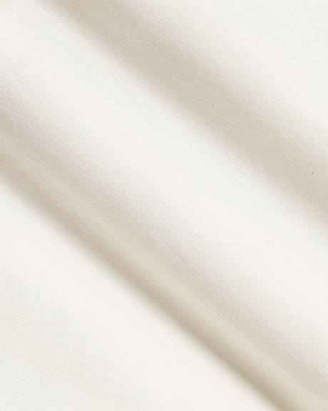 Elbow-Sleeve Peplum Blouse with Self-Ties at Front