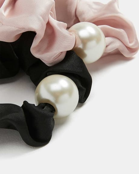 Scrunchies with Pearls - Set of 2