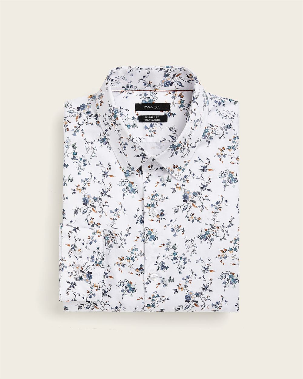 Tailored fit large floral dress shirt ...