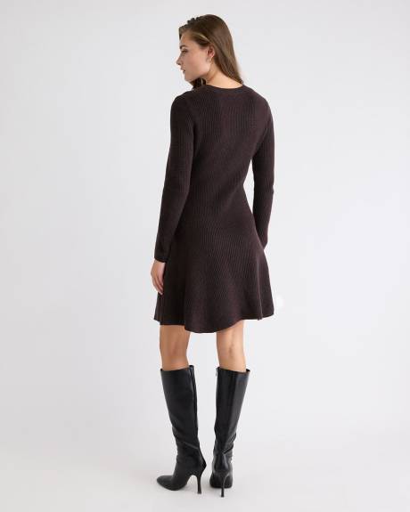 Long-Sleeve Crew-Neck Mini Sweater Dress