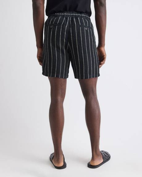 Striped Linen Short with Elastic Waistband