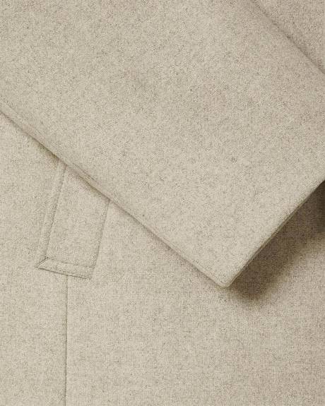 Classic Solid Mock-Neck Wool Coat with Dickey